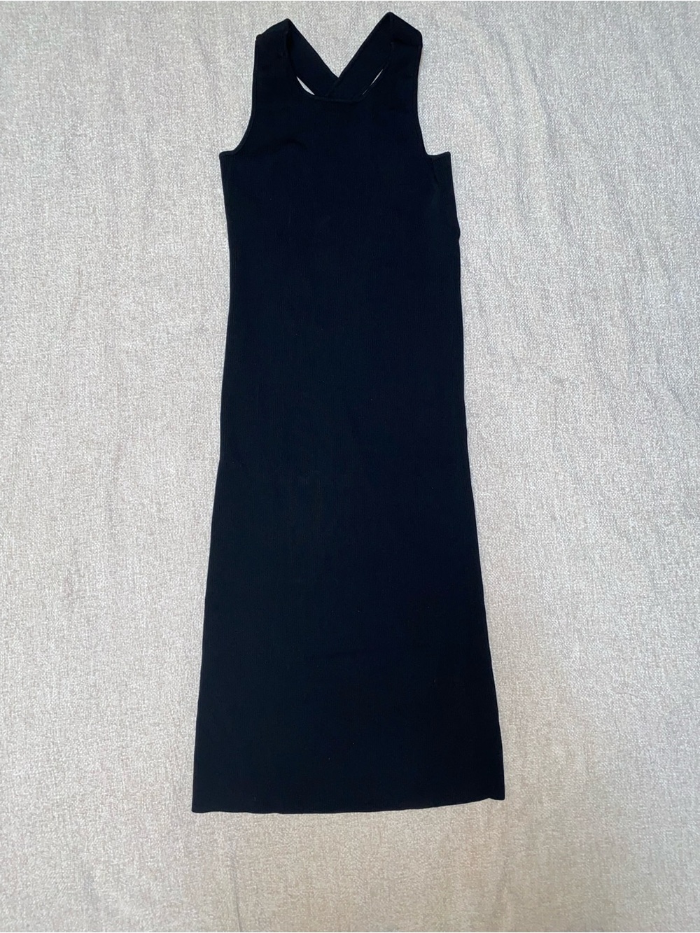Sage the Label Like New Black Ribbed Cross Back Tank Midi Dress Size Small